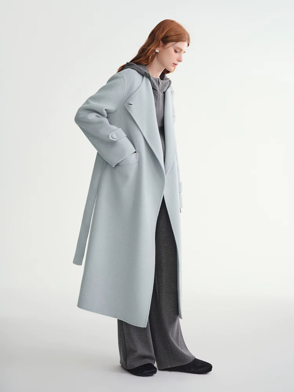 Winter 2025 Women's One Button Wool Blend Coat - Minimalist Korean Inspired Double Faced Texture for Casual Elegance