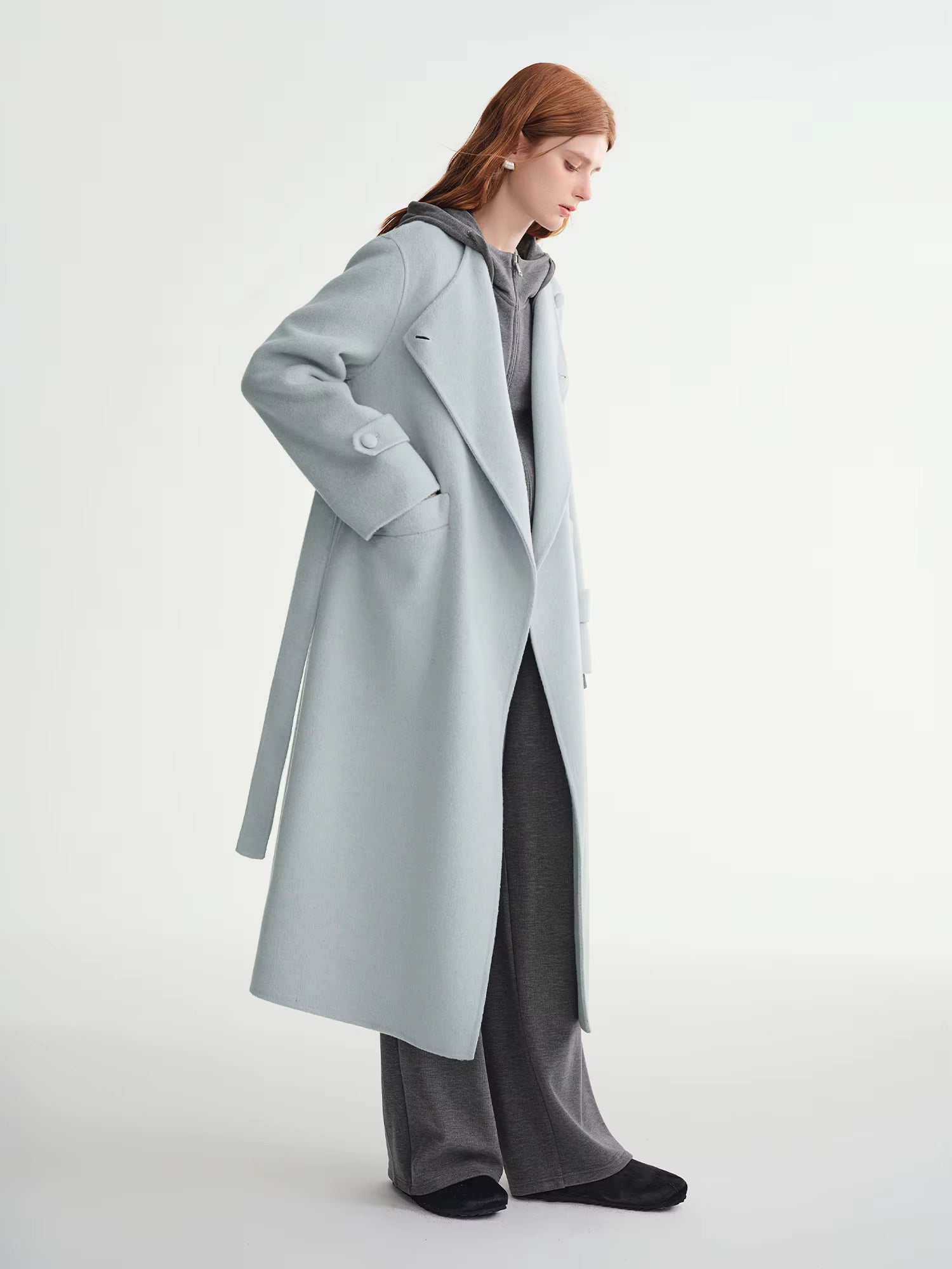 Winter 2025 Women's One Button Wool Blend Coat - Minimalist Korean Inspired Double Faced Texture for Casual Elegance