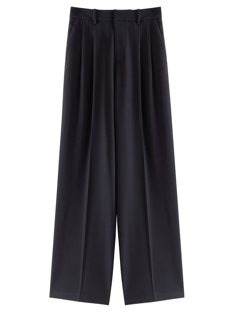 ZIQIAO High Waisted Straight Tube Floor Mop Suit Pants For Women 2023 New Loose Drape Slimming Casual Pants Office Lady