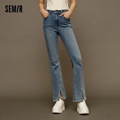 Semir Jeans Women Split Long Pants Fashion New Winter 2023 Flared Pants