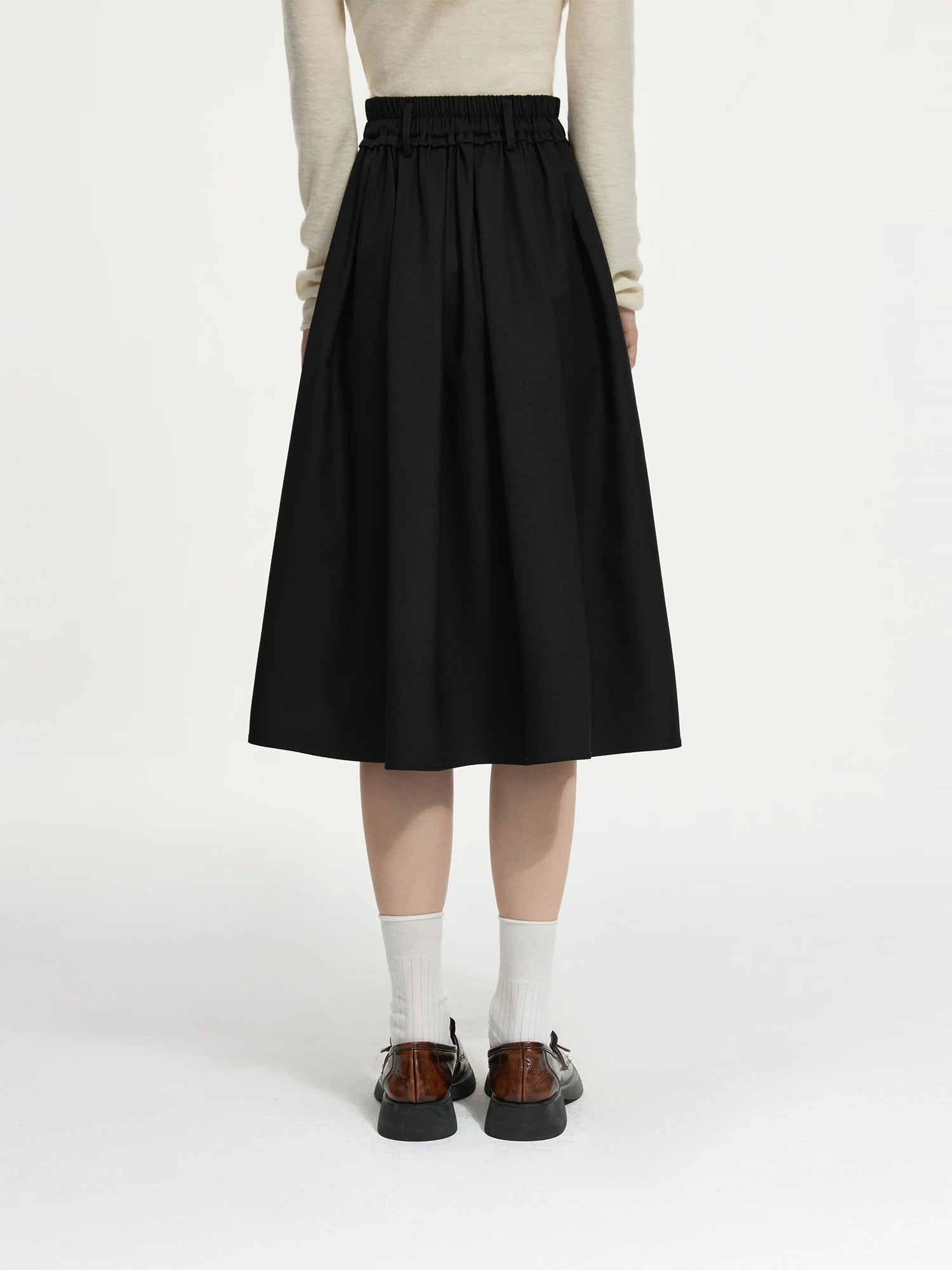 FSLE Black A Line Long Chic Skirt For Female Fall Winter 2024 New Design Elegant Pressure Versatile Umbrella Long Skirt24FS14328