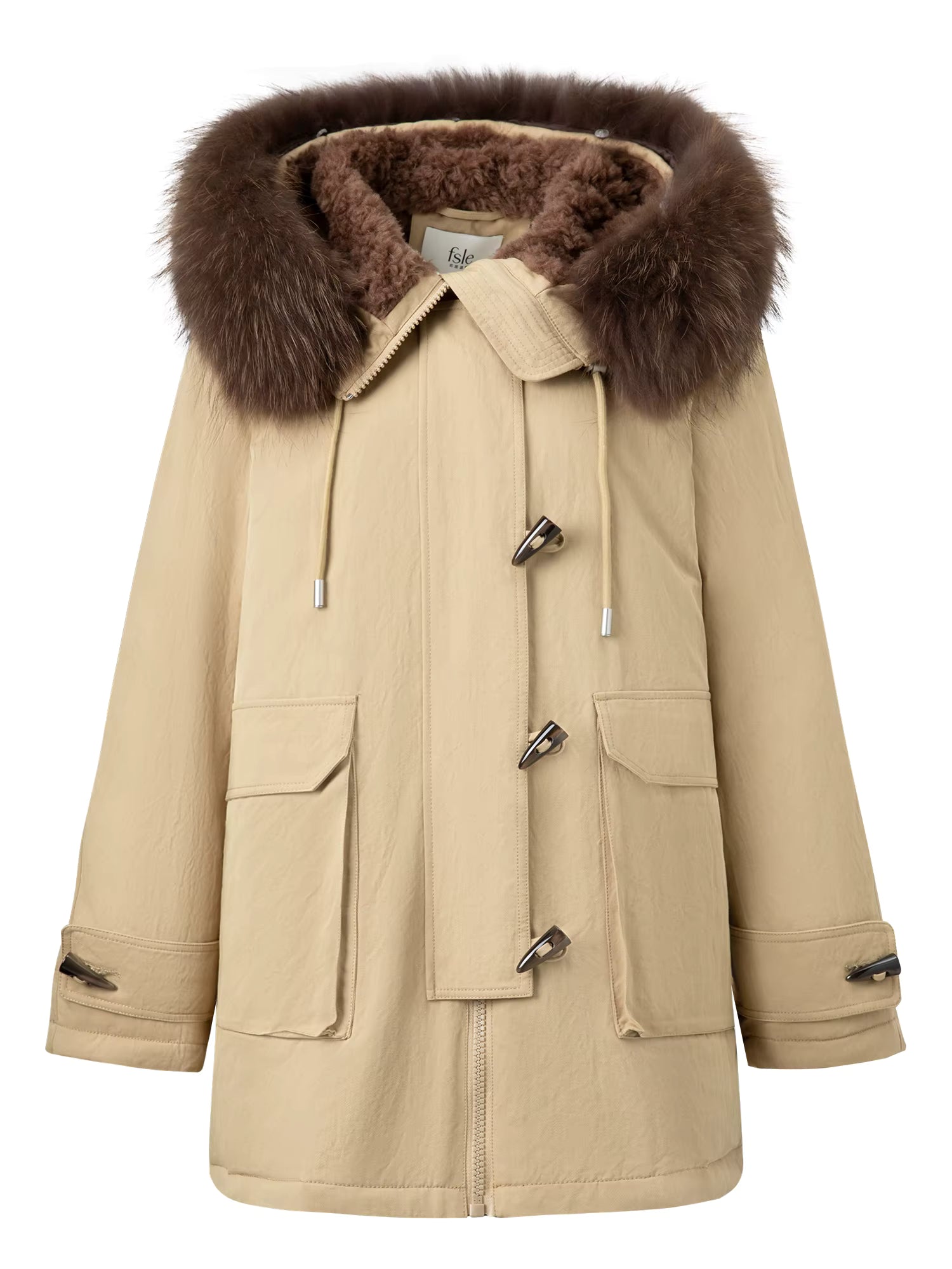 Raccoon Dog Fur-Lined Collar Parka Mid-Length Down Jacket for Women Winter 2025 New Arrival Keep Warm Khaki Down Coat