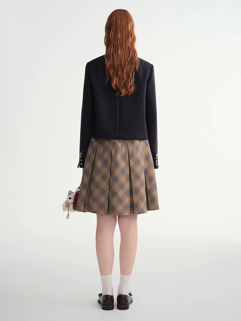 Women's Black Wool Short Blazer With Bow Detail Structured Shoulder Slimming Cropped Jacket Top Elegant Boutique Style
