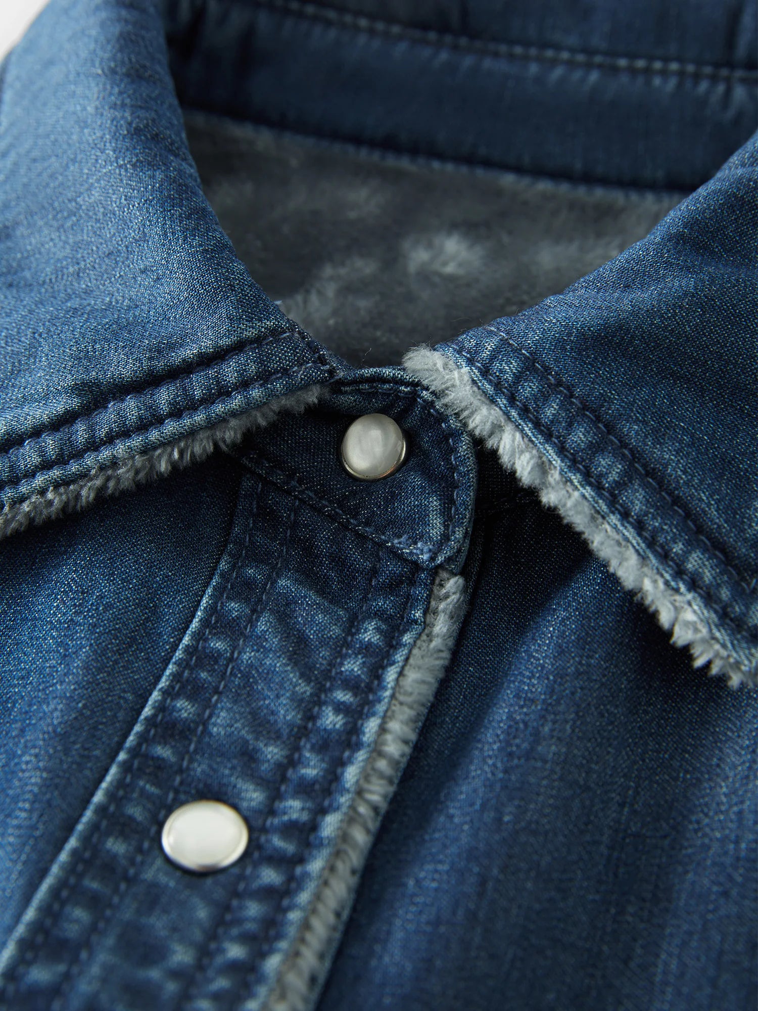 FSLE Cotton Padded Thickened Denim Blue Shirt For Female Fall Winter 2024 New Design Commuter Loose Blouse Cardigan 24FS14296