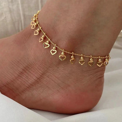 Hot Sale Gift 2023 Vintage Simple Hollow Heart Ladies Anklet Fashion Trend Ladies Summer Beach Play Ladies Jewellery