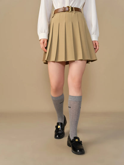 DUSHU Grid High Waisted Pleated Skirt 2024 Winter New Product Classic Versatile Fashion Half Skirt Short Skirt 24DS84242