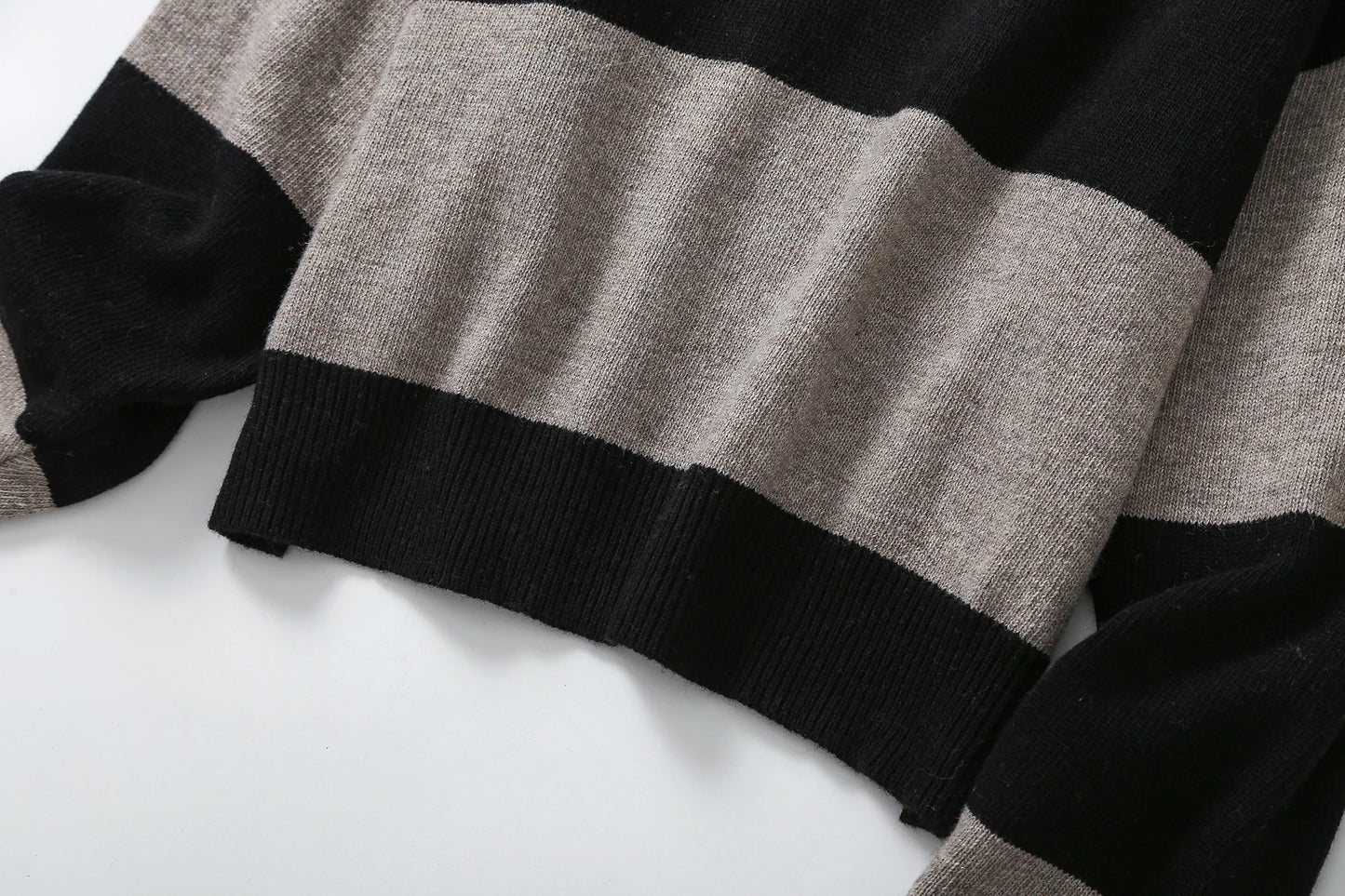 Ethereal MD 2023 autumn new style of Casual slouchy patchwork striped Polo neck striped knitwear