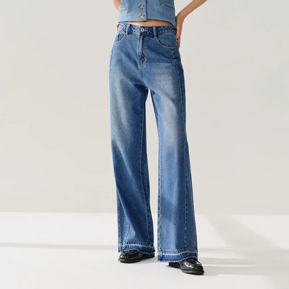 Semir 2024 Jeans Women Raw Edge Wide-Leg Pants Spring New Slimming Leg-Length Floor-Length Pants