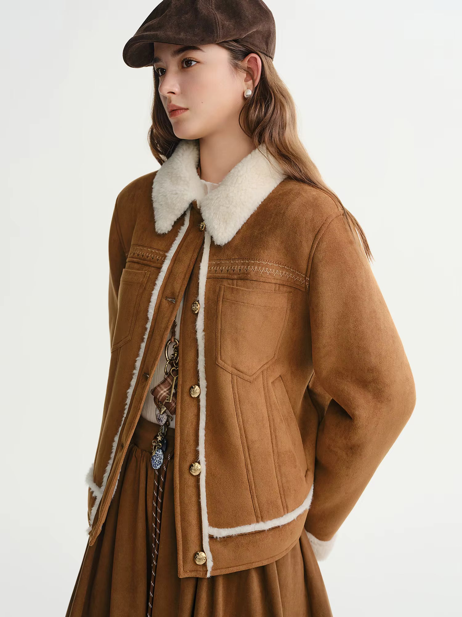 Retro Fur Coat Women 2025 New Warm Turn Down Collar Jackets American Style Streetwear Chic Ins Winter