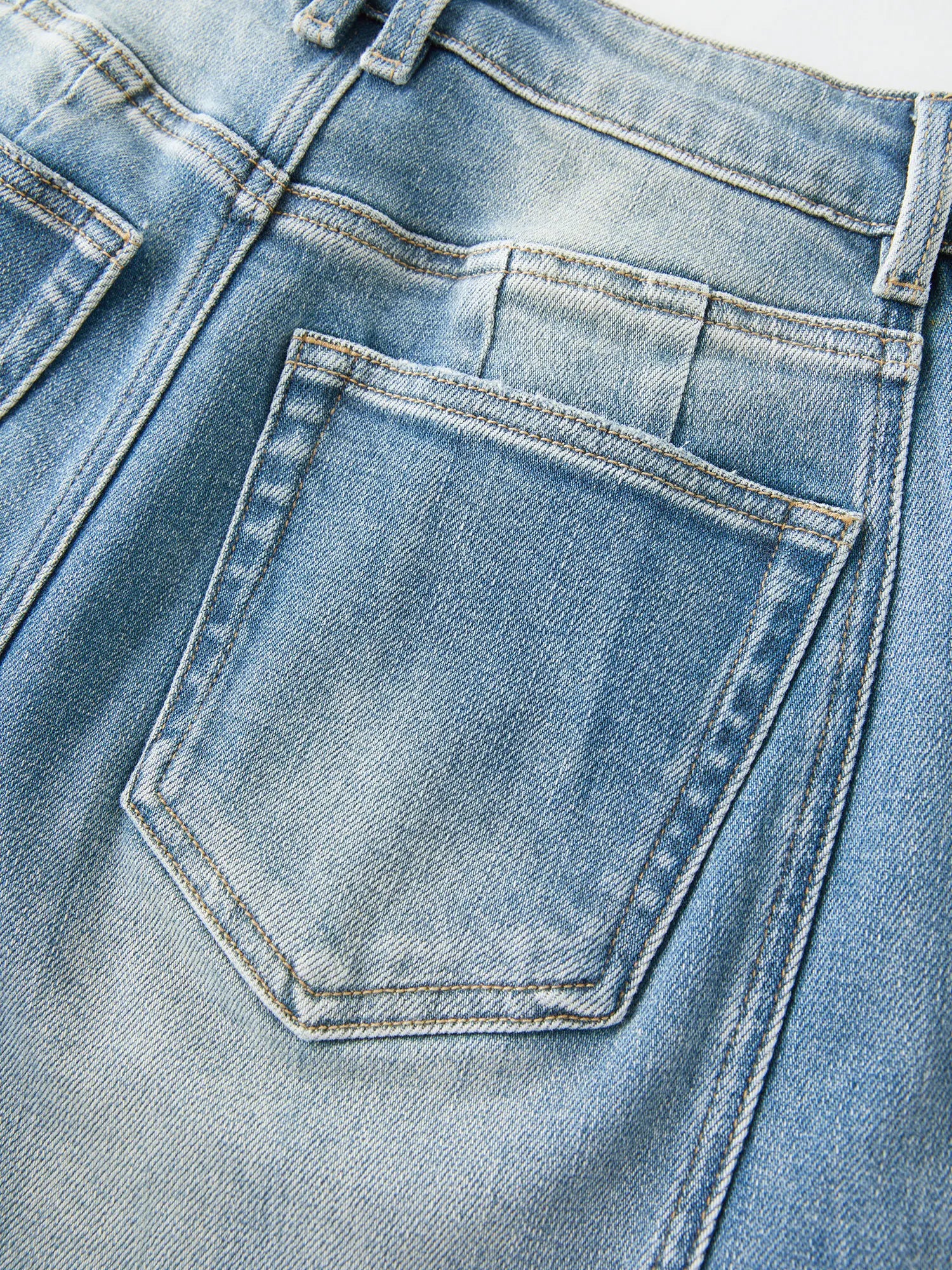 DUSHU Plus Size Design Sense Retro Washed Blue Straight Jeans High Waist Drape Slim Wide Leg Pants 2025 New Arrival