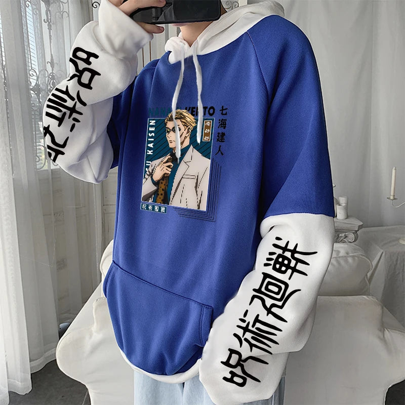 Hot Anime Jujutsu Kaisen Nanami Kento Cool Graphic Print Men Women Hoodies Plus Size Sweatshirt Harajuku Streetwear Clothing