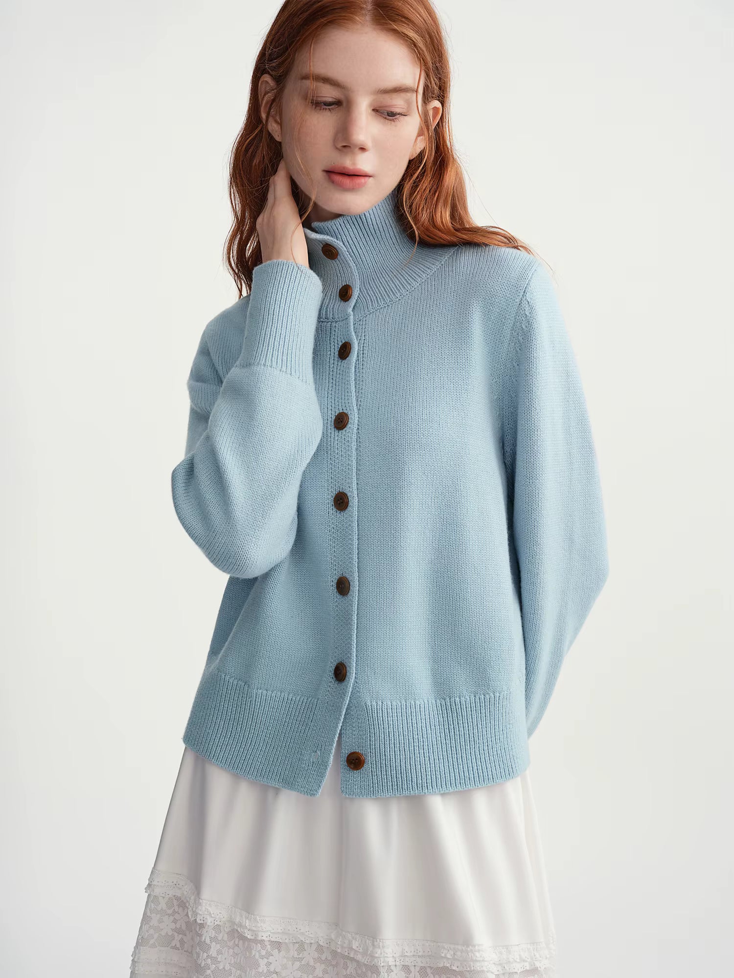 Simple Wool Knitted Cardigan Women 2025 Winter Multi Candy Color Ribbed Sweater Stand Collar Soft Warm Ins BF Tops Casual