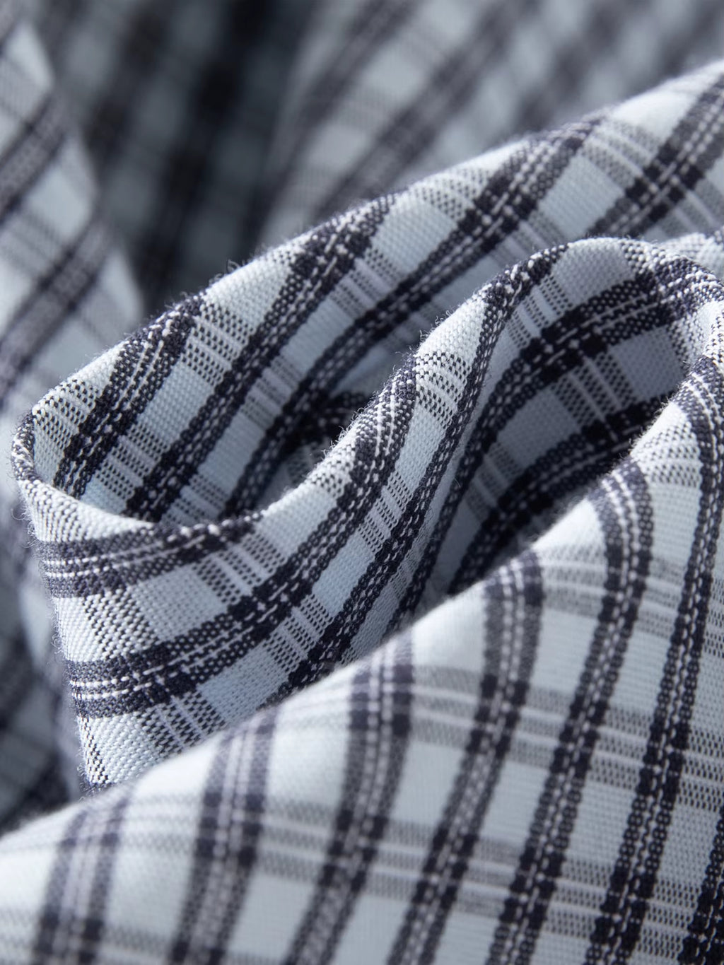 2026 Women Blue White Gingham Shirt Drawstring Waist Short Blouse Soft Cotton Cropped Long Sleeve Top for Coffee Date Style