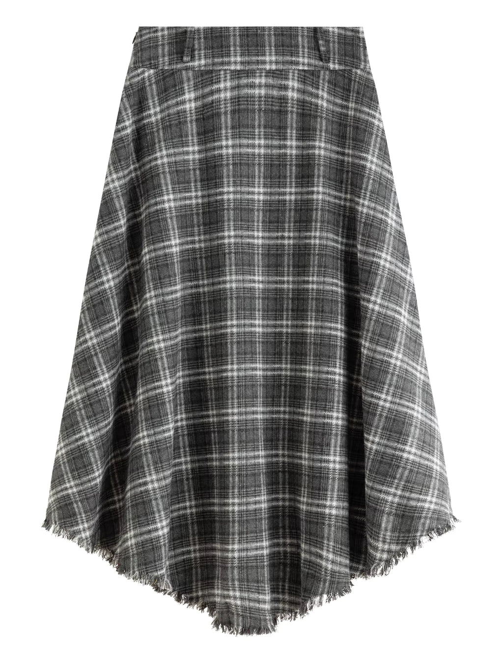 Elegant Women's Winter 2025 Retro Plaid Asymmetrical Hem A-line Skirt - Wide Waistband Slimming Design Elegance Skirts