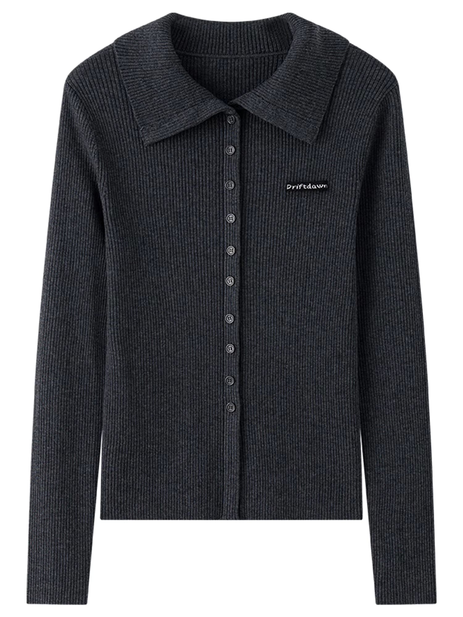 Simple Large Lapel Sweater 2025 Autumn and Winter New Slim-fitting Ribbed Top Long Sleeve Tops Casual Daily Cardigans Ins