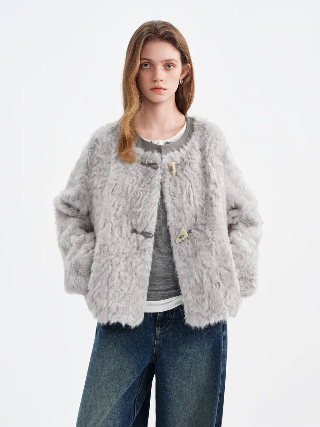 Premium Series】Faux Wool Embossed Suede Patchwork Short Jacket for Women 2025 Winter New Arrival College-Style Outerwear