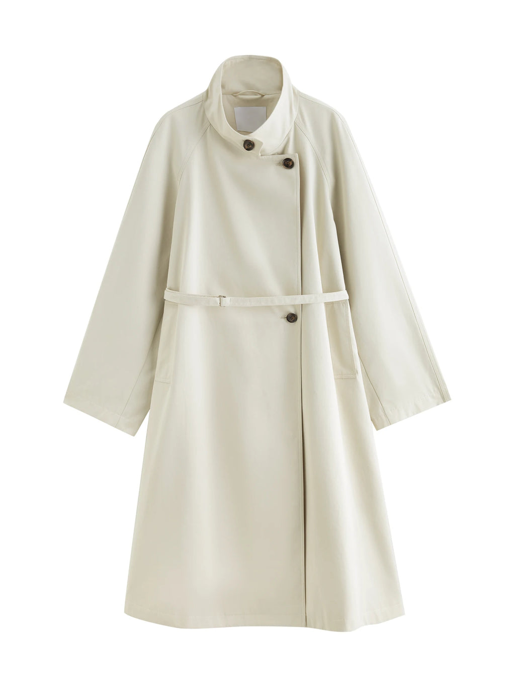 ZIQIAO Korean Style Stand Collar Short Trench Jacket for Women 2025 Autumn New Arrival Casual Chic Long Coat