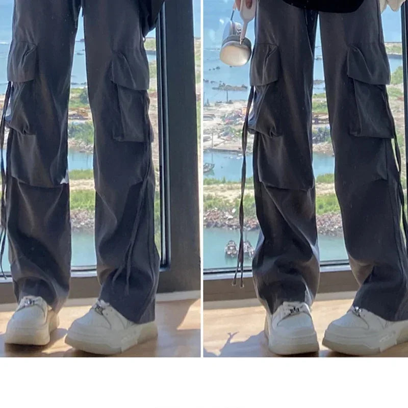 2024 Women Summer Casual Wide Leg Daily Pants Lady Fashion Streetwear Korean Style Trousers Female Baggy Versatile Pink Slacks
