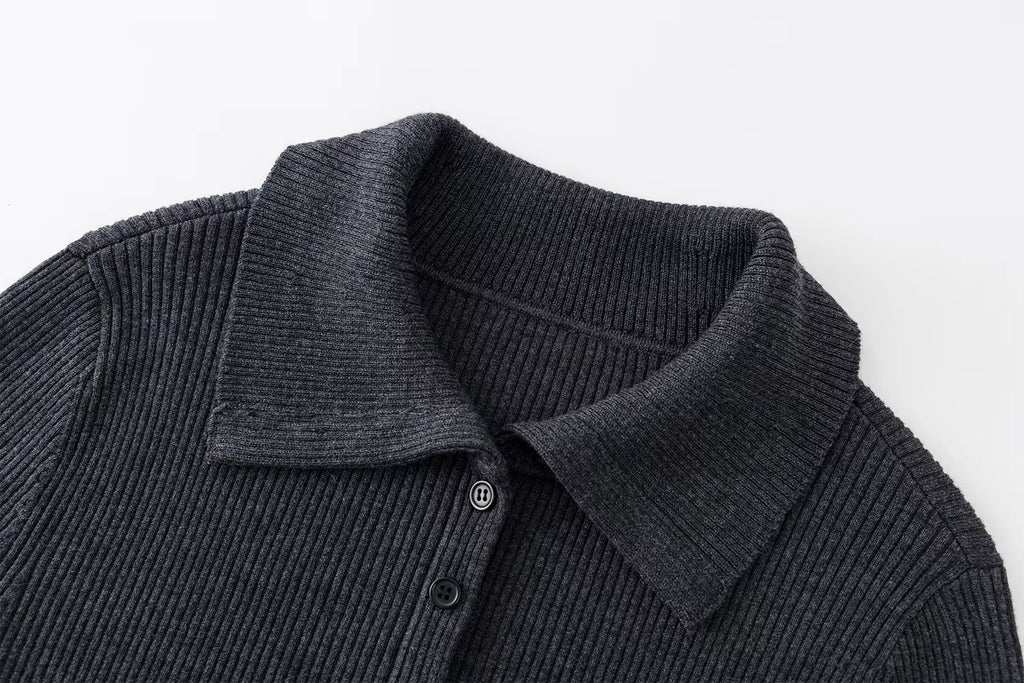 Simple Large Lapel Sweater 2025 Autumn and Winter New Slim-fitting Ribbed Top Long Sleeve Tops Casual Daily Cardigans Ins