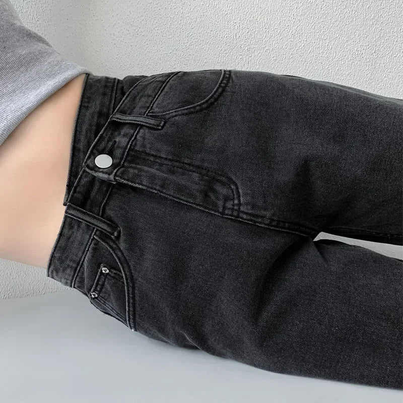 ZOENOVA Jeans Women Wide Leg Pants Mom Femme Black Blue Jeans High Waist Woman Trousers