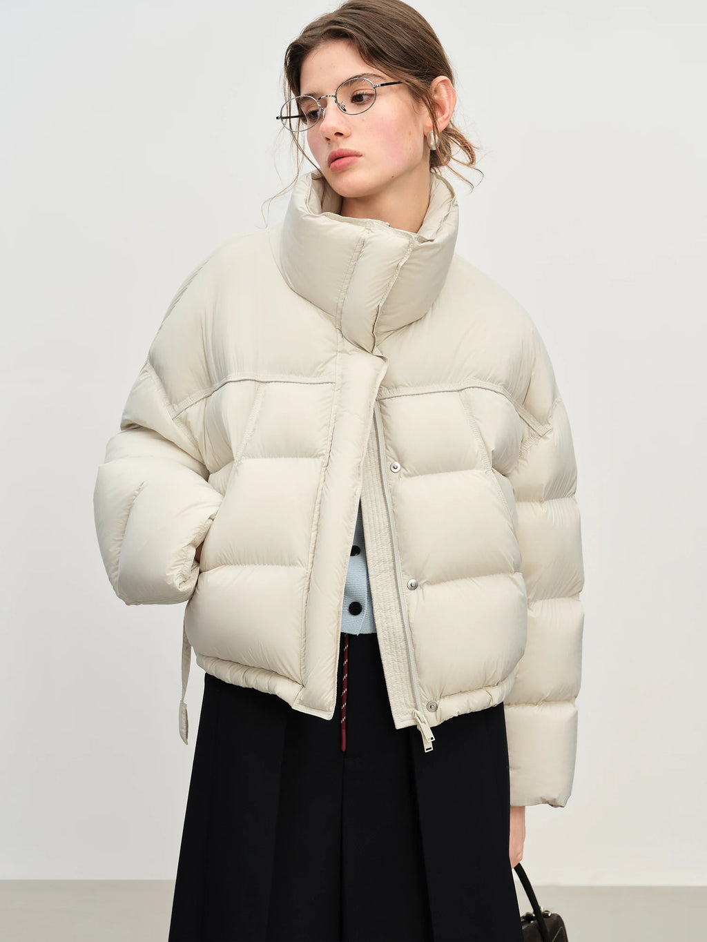 Winter 2025 Women Cloud-Like Puffer Coat - Stand Collar Short Down Jacket Lazy Chic Style Glossy Finish for Casual Comfort