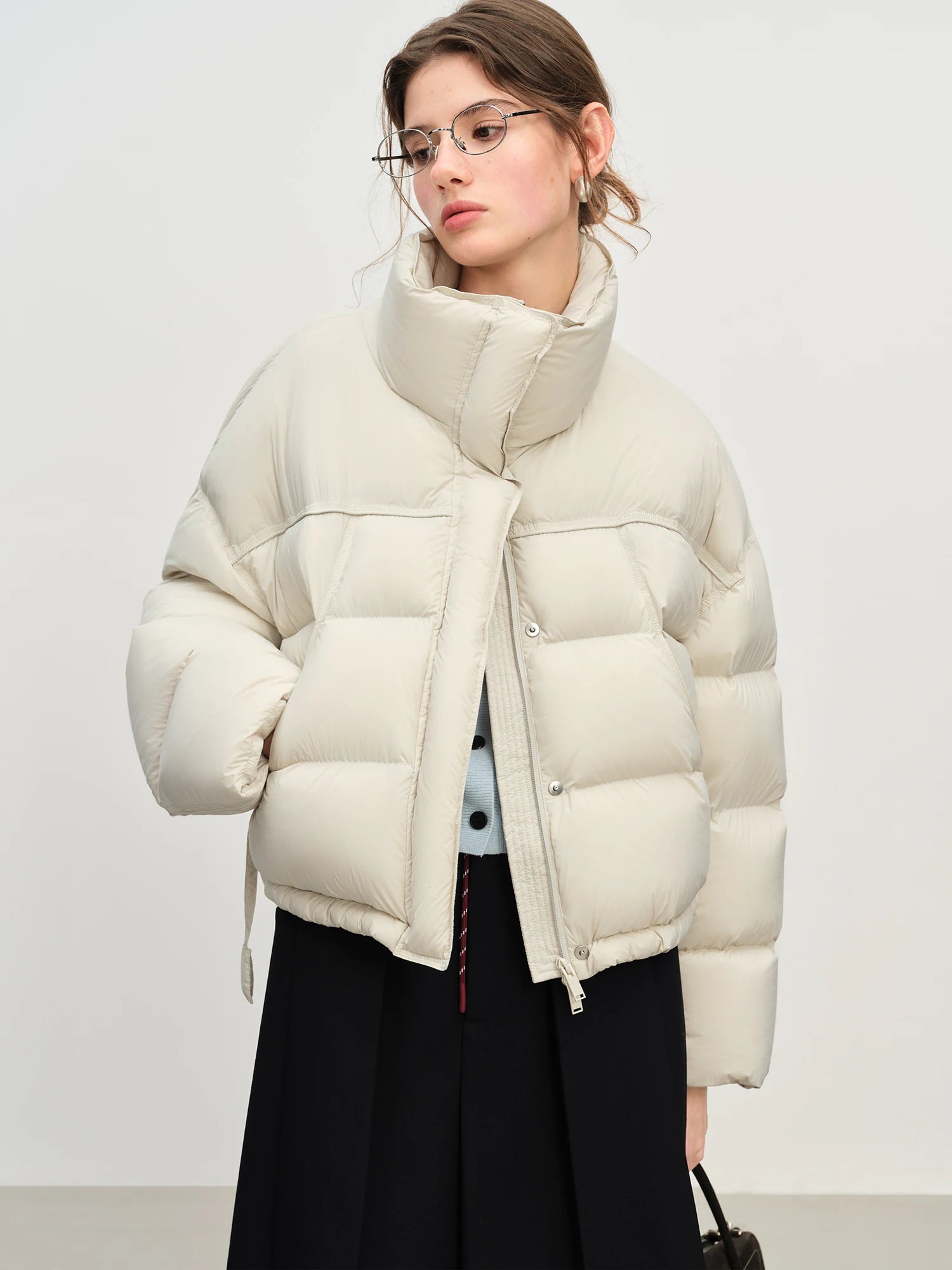 Winter 2025 Women Cloud-Like Puffer Coat - Stand Collar Short Down Jacket Lazy Chic Style Glossy Finish for Casual Comfort