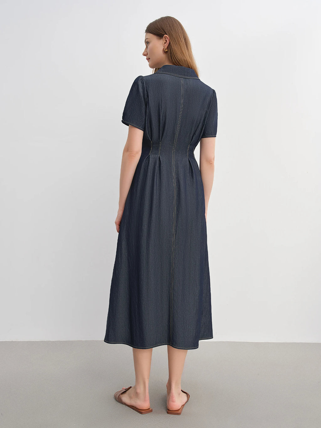 DUSHU Plus-Size Women's Office Casual Vintage Slim-Fit Slimming Cowboy Dress 2025 Summer New Denim Skirt Without Belt