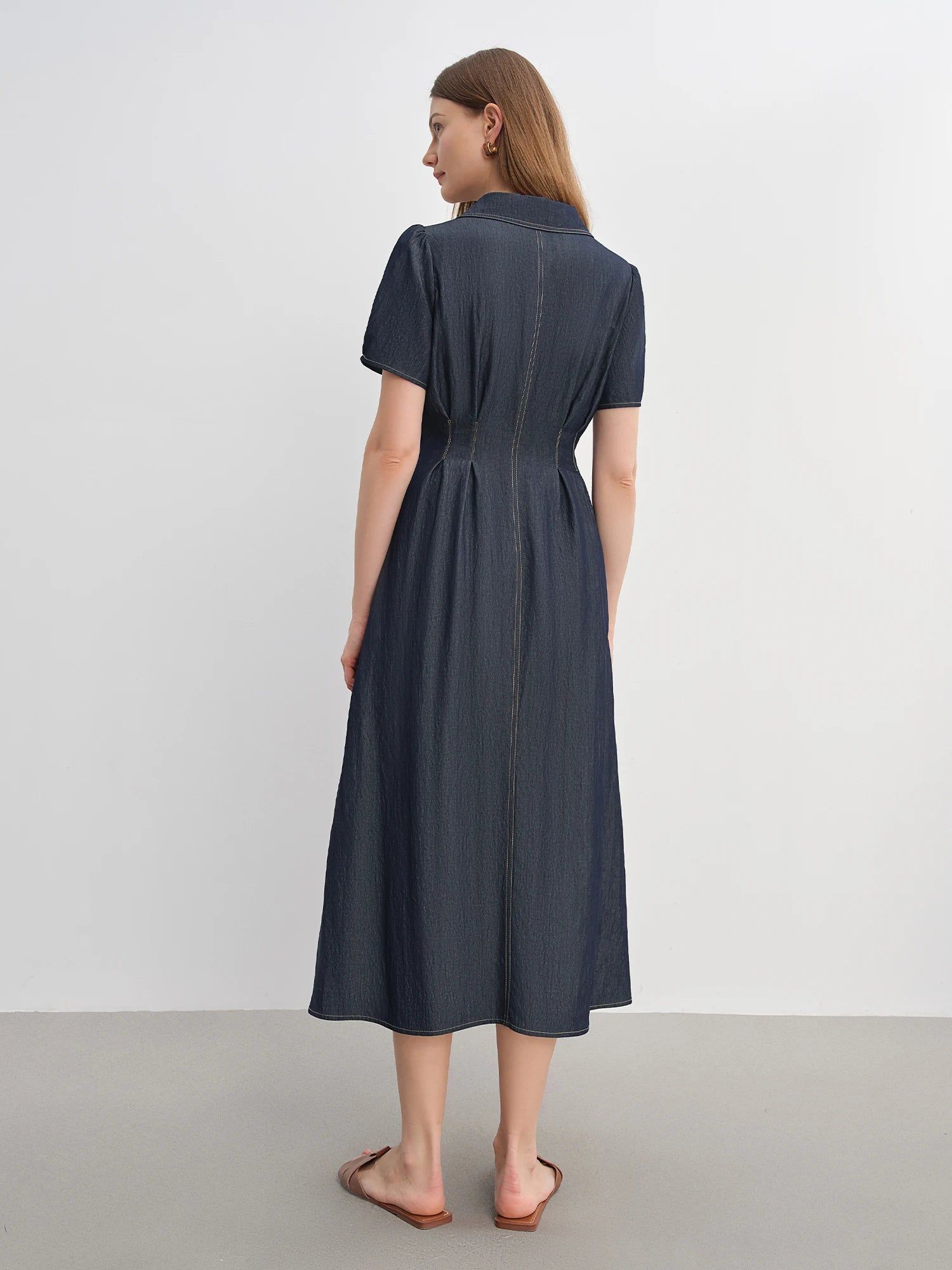 DUSHU Plus-Size Women's Office Casual Vintage Slim-Fit Slimming Cowboy Dress 2025 Summer New Denim Skirt Without Belt