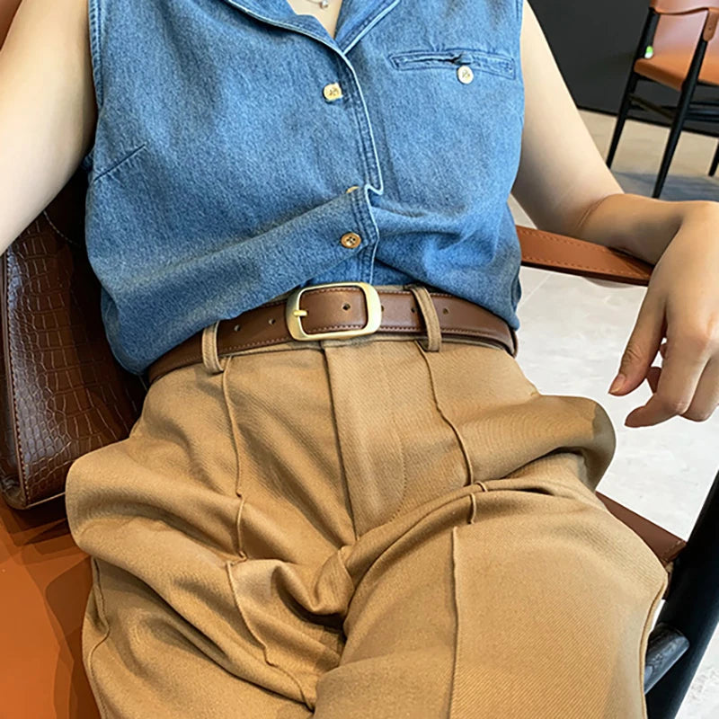 DINISITON Women Belt Fashion Jeans Belt  Alloy Pin Buckle Luxury High-Quality Design Trendy Accessories