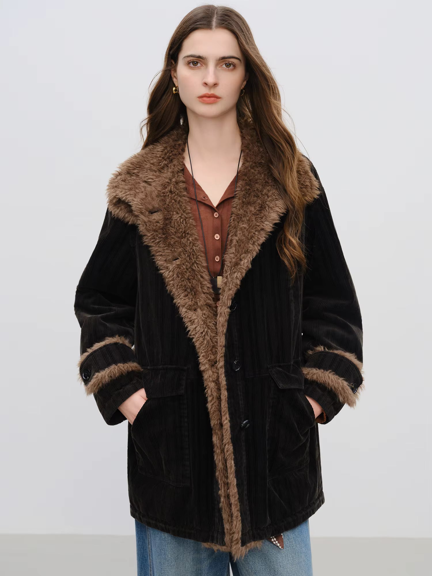 【Premium Series】Vintage Design Color Block Patchwork Wool Flannel Short Jacket 2025 Winter New Arrival Jackets Coats