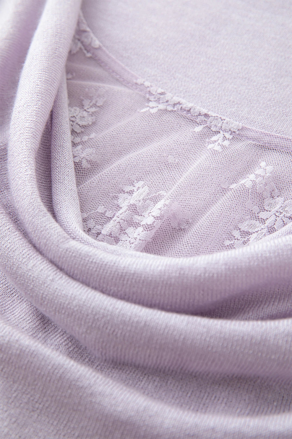 FSLE Purple Swing Collar Mesh Knit Sweater Women 2025 Autumn New Thin Slightly Transparent Long Sleeve Top