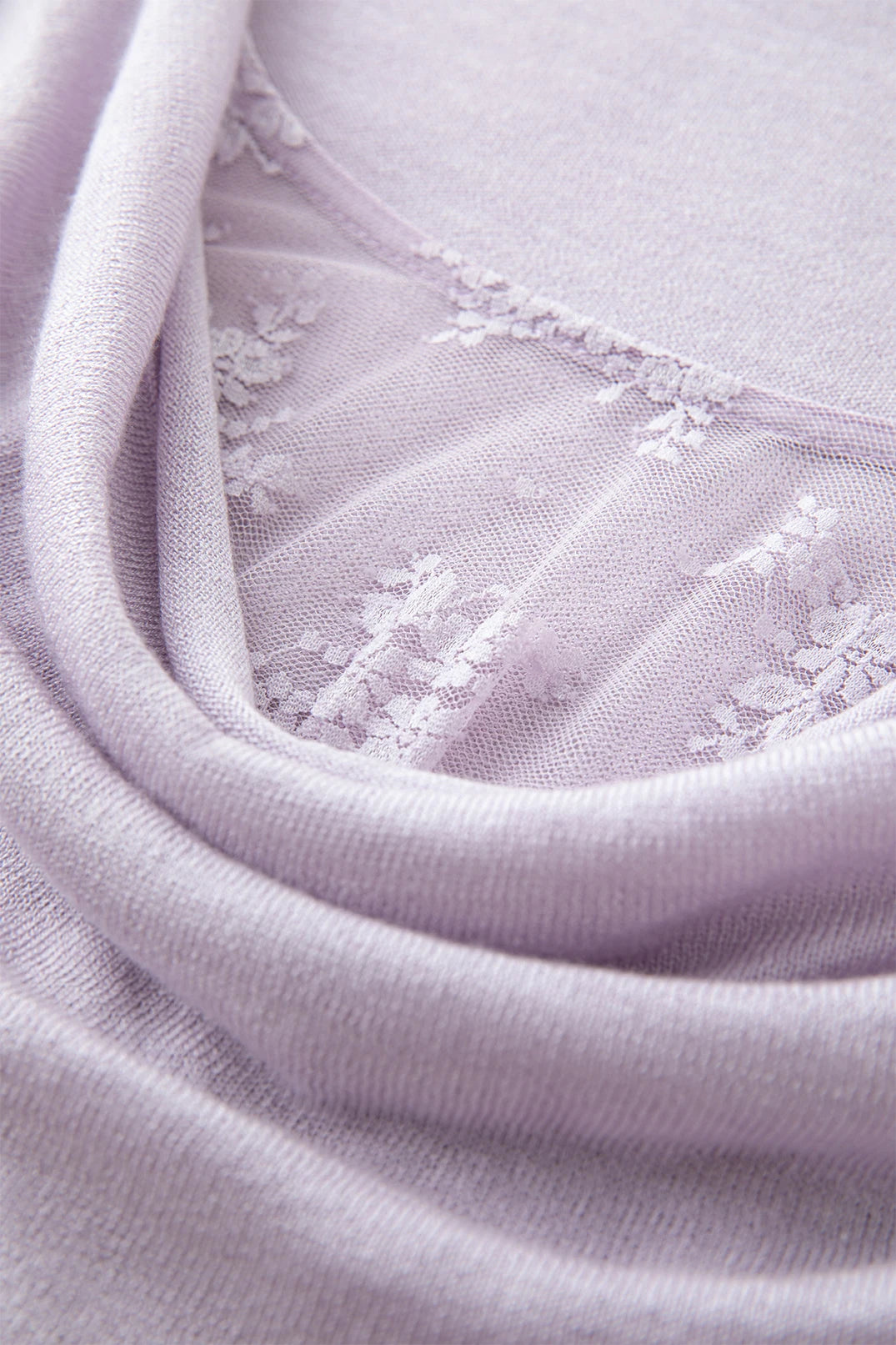 FSLE Purple Swing Collar Mesh Knit Sweater Women 2025 Autumn New Thin Slightly Transparent Long Sleeve Top