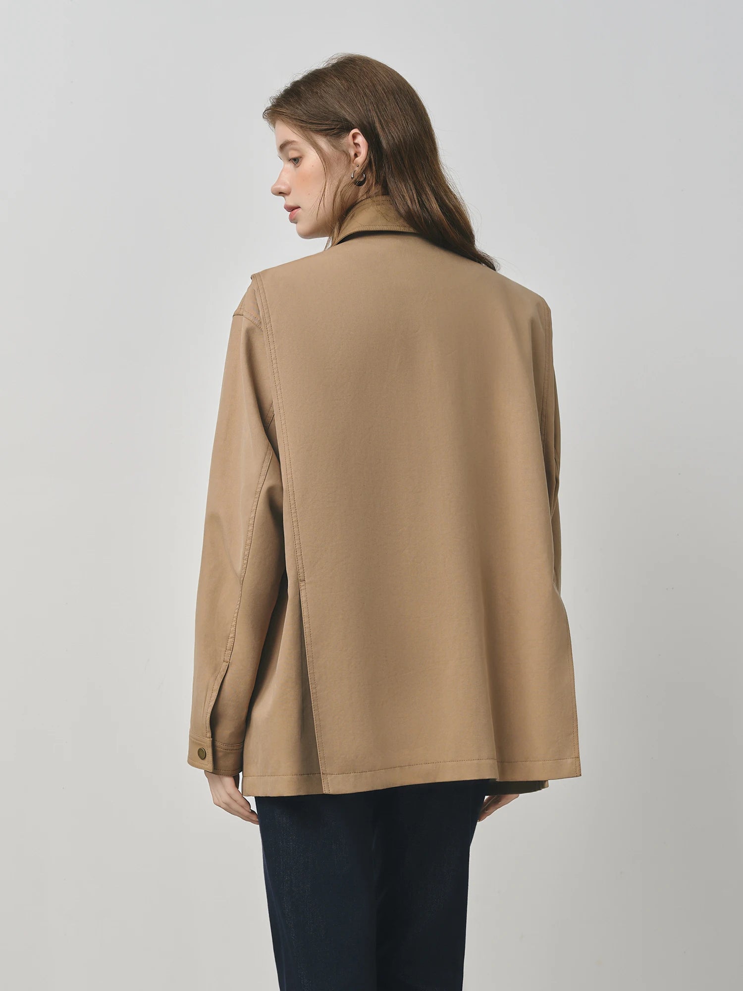 FSLE 2025 New Fall Women Vintage Baren Style Workwear Jacket Oversize Lapel Coat Retro Loose Fit Utility Jacket Outerwear Jacket