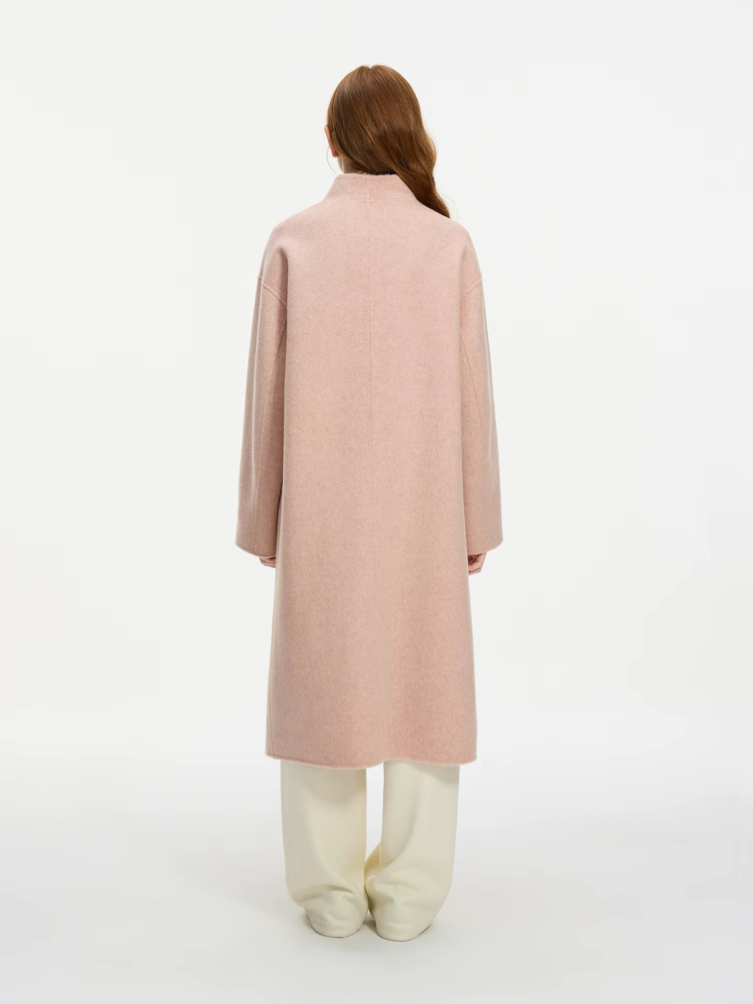 Wool 100% Double Breasted Stand Up Collar Double-sided Woolen Coat for Women's Autumn Winter 2025 New Woolen Coat