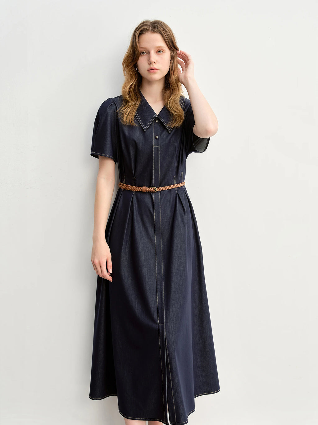 DUSHU Plus-Size Women's Office Casual Vintage Slim-Fit Slimming Cowboy Dress 2025 Summer New Denim Skirt Without Belt