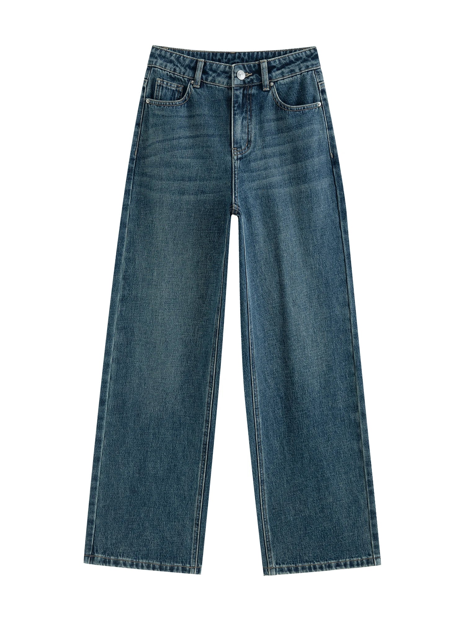 ZIQIAO Women Winter Thicken Jeans High Waist Full Length Retro Denim Blue Straight Plush Thick Female Winter Pants 24ZQ94234