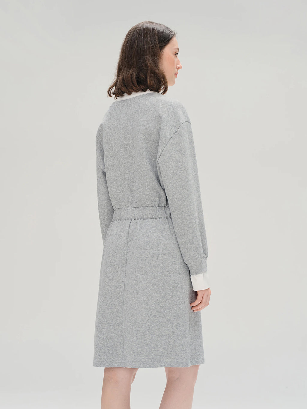 Autumn 2025 Women's Mock Layer Dress - Flattering Fit Versatile Length Shift Style Casual Elegant with Lace Trim