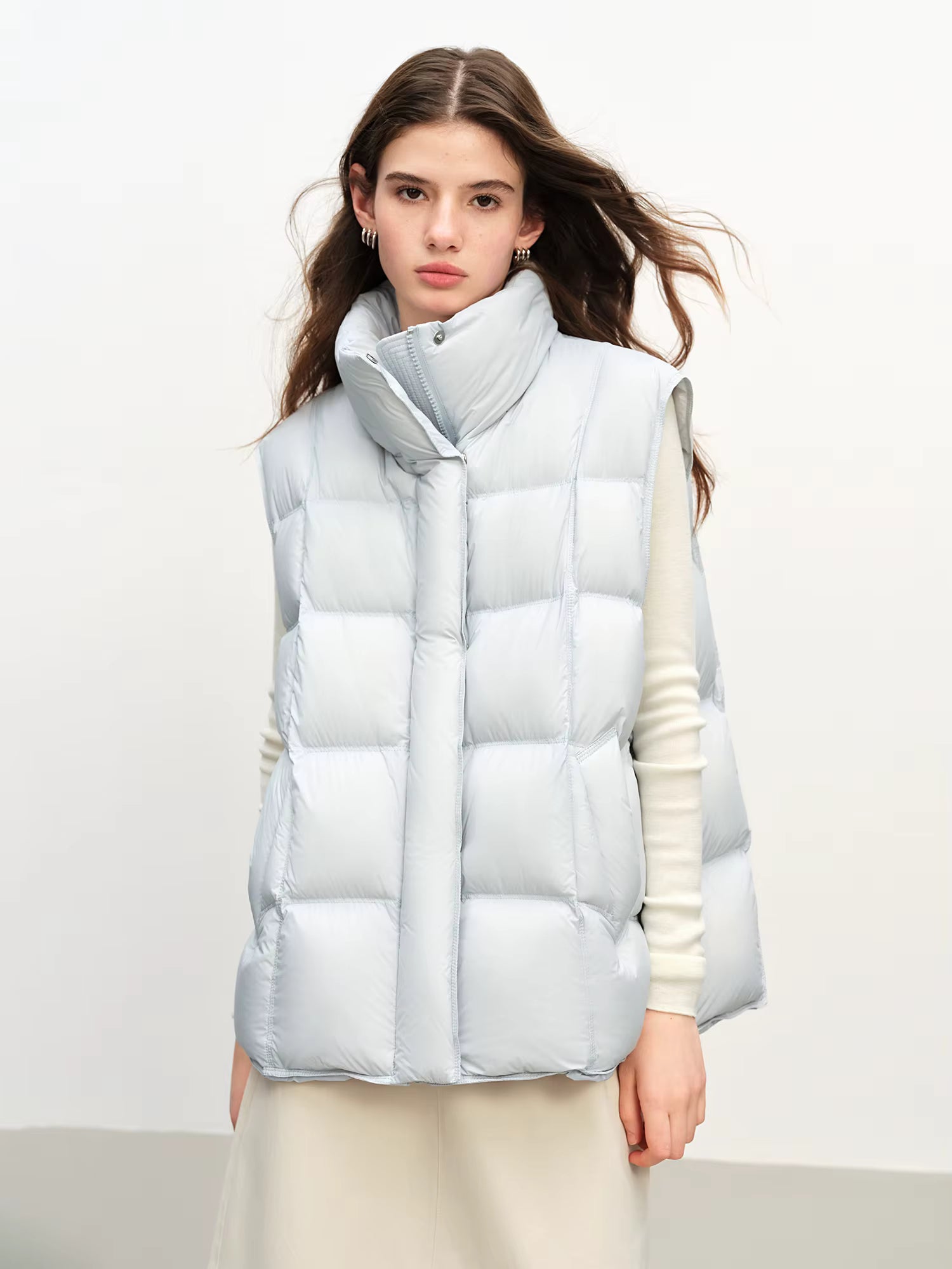 Winter 2025 Women's Korean Style Stand Collar Puffer Vest - Lightweight Down-Free Design Oversized Cloud-Like Fit Casual