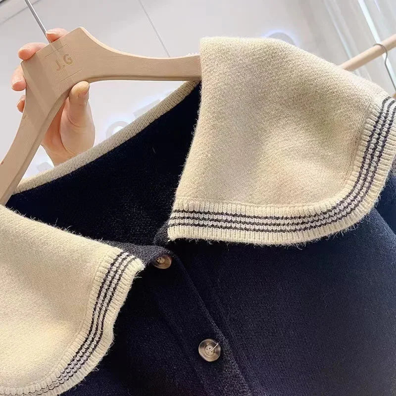 Women's Knitted Cardigan Sweater Cropped Top Thickened Milk System Idle Style Slimming Fashion Trendy Autumn Winter 2024