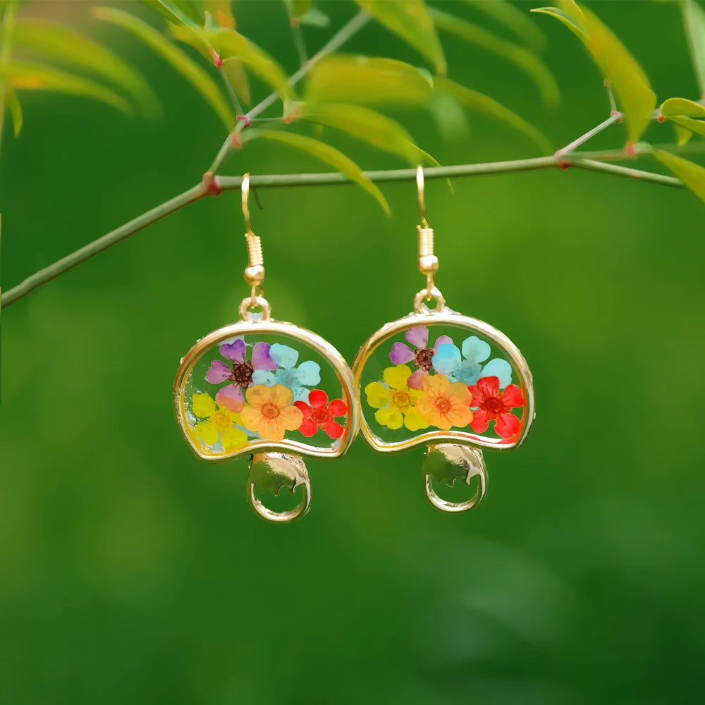 Flower Drop Earrings for Women Fashion Jewelry for Ladies Girls Gifts Trendy Mushroom Shape Flower Drop Earrings Jewellery