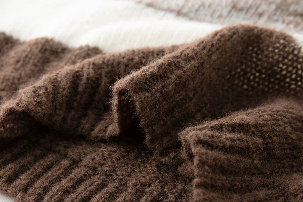 Winter 2025 Women's Mohair Knit Sweater - Striped Round Neck Soft Pullover Top with Cozy Comfort for Casual Elegance