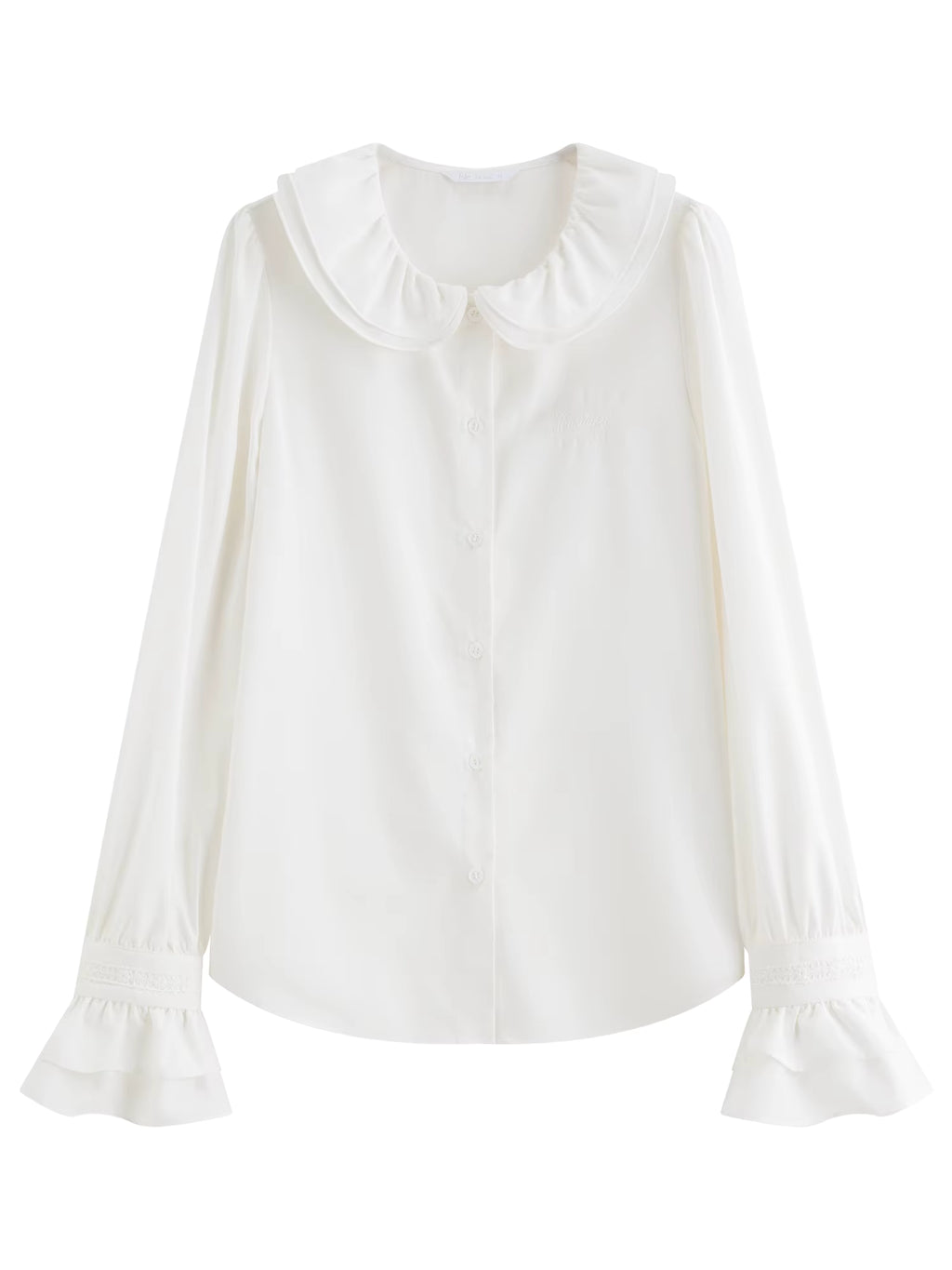 2025 New Arrival Women's Double Layer Peter Pan Collar Embroidered Blouse Sweet Vintage Shirt Elegant Layering Top Shirt