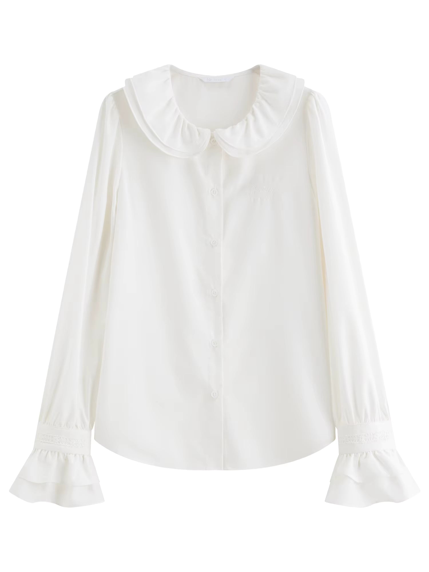 2025 New Arrival Women's Double Layer Peter Pan Collar Embroidered Blouse Sweet Vintage Shirt Elegant Layering Top Shirt