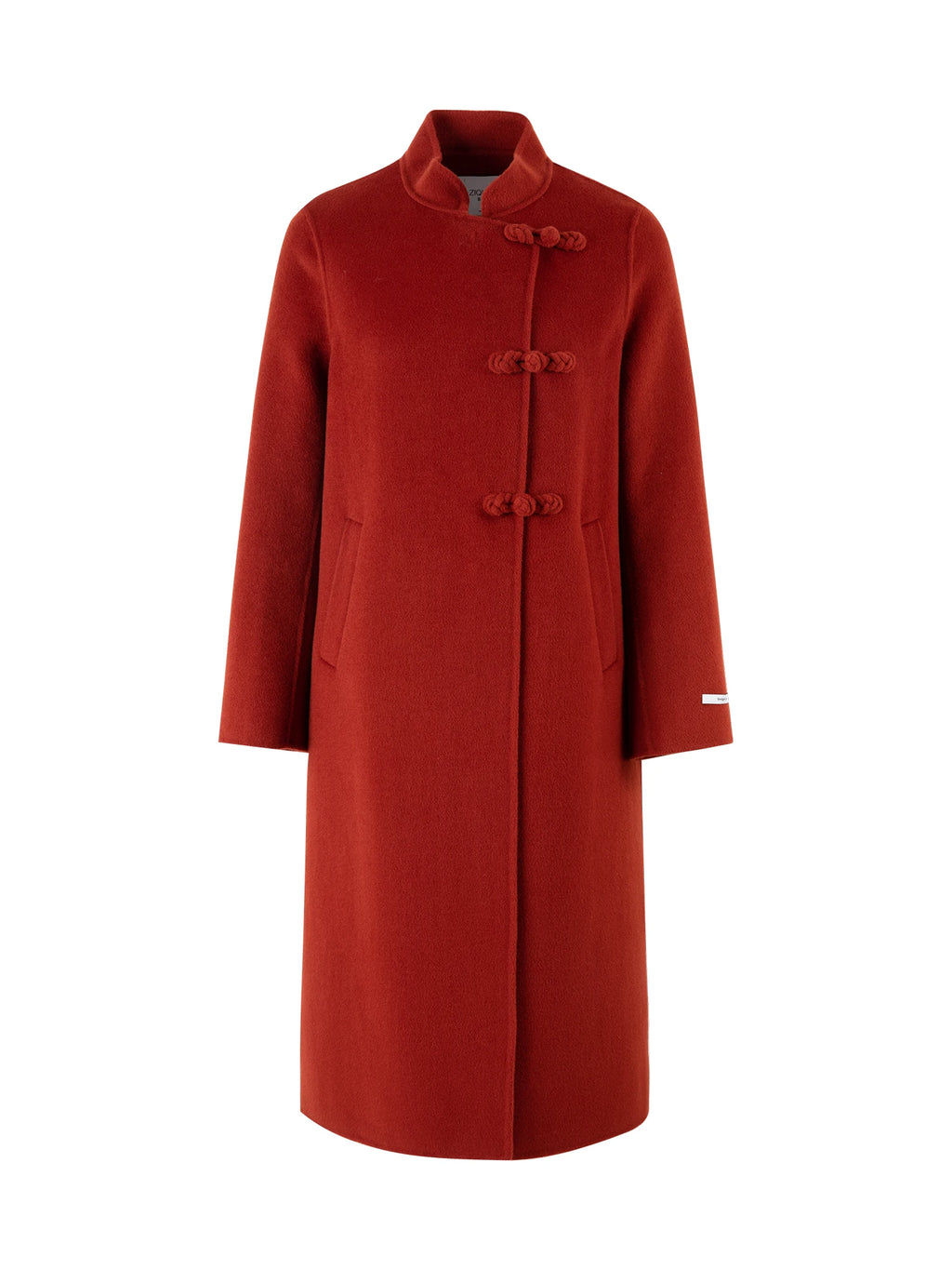 ZIQIAO Petite Size 100% Wool Red New Chinese Style Wool Double Sided Tweed Coat For Women 2024 Winter Warm Wool Coat 24ZQ94125