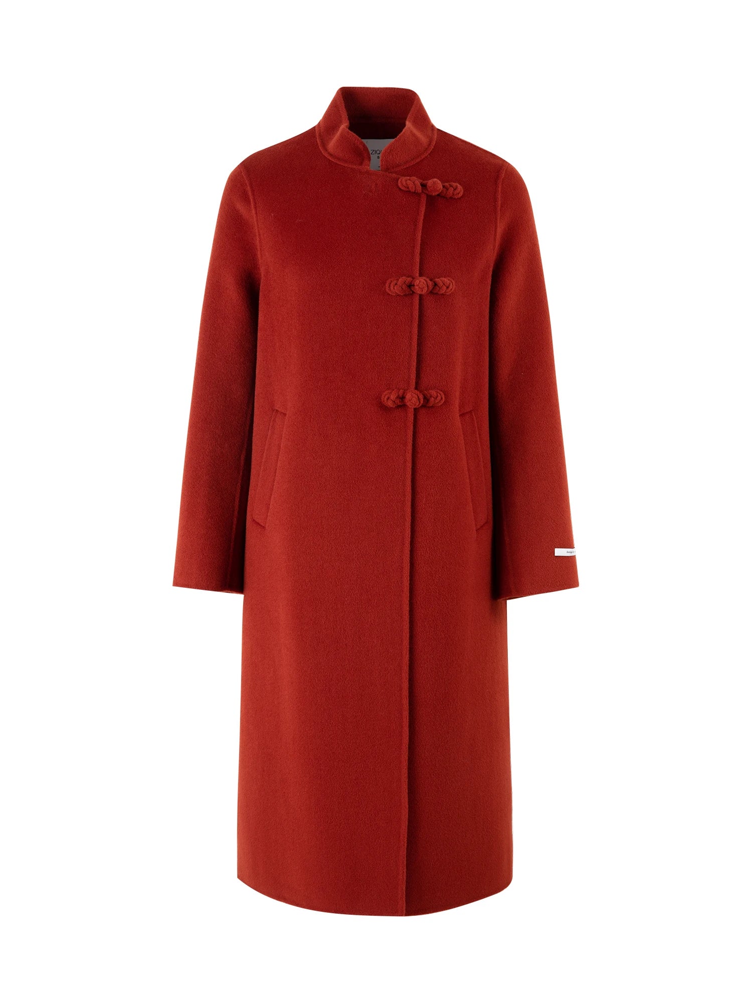 ZIQIAO Petite Size 100% Wool Red New Chinese Style Wool Double Sided Tweed Coat For Women 2024 Winter Warm Wool Coat 24ZQ94125