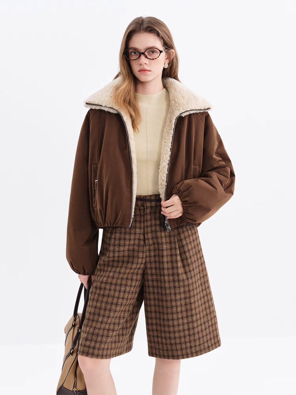 Cropped Fur Coats Women Turn Down Collar New Korean Style Loose Fit Reversible Fur Top Streetwear Chic Simple Stylish