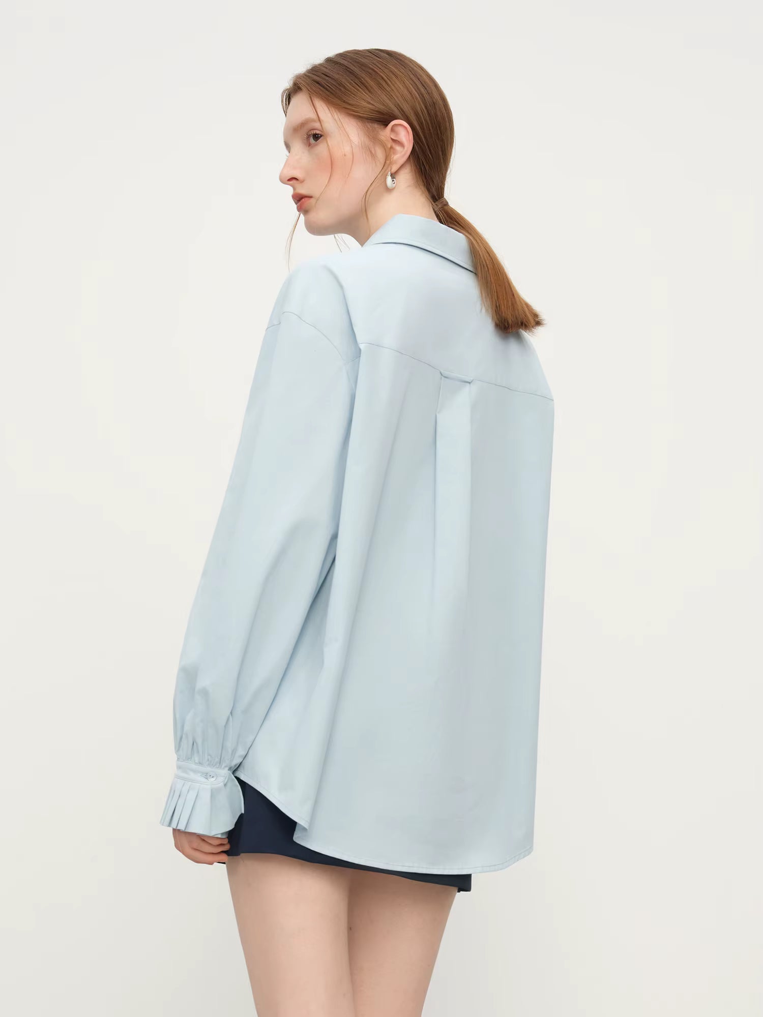 French-Elegant Stylish Pima Cotton Long Sleeve Shirt for Women Fall Winter 2025 New Arrival Versatile Inner Layer Top Shirt