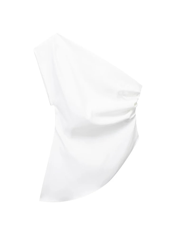 Asymmetric T-shirt New Women's Fashion Trend Off Shoulder Top