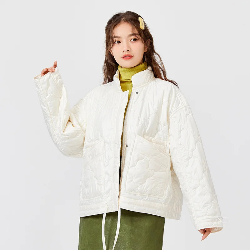 Semir Cotton-Padded Jacket Women 2023 Winter New Stand-Up Collar Solid Color Drawstring Oversize Versatile Cotton-Padded Jacket