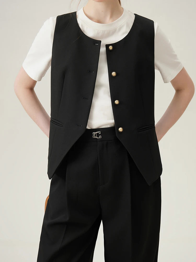 FSLE Women Blazer Temperament Suit Jacket for Office Lady Sets Formal Female Blazer Vest Skirt 24FS11075
